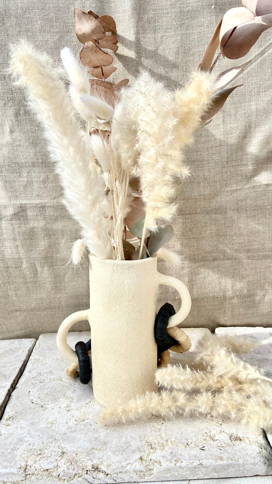 Vase Chaines raphia beige/noir